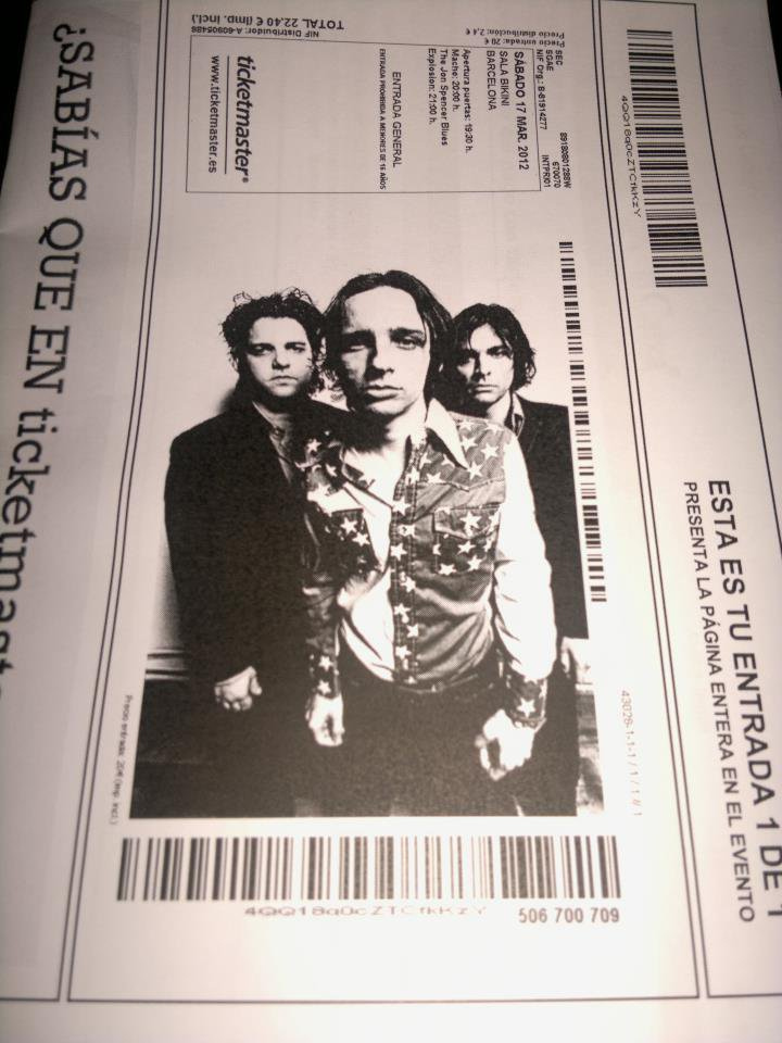 The Jon Spencer Blues Explosion - Sala Bikini, Barcelona, Spain (17 March 2012) - Ticket