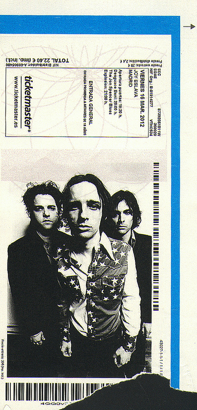 The Jon Spencer Blues Explosion - Joy Eslava, Madrid, Spain (16 March 2012) - Ticket