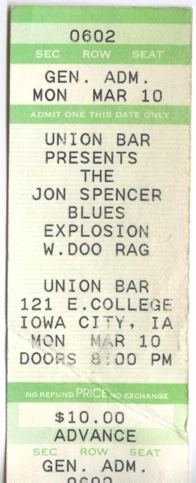 The Jon Spencer Blues Explosion - Union Bar, Iowa City, IA, US (10 March 1997)