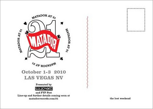 Jon Spencer Blues Explosion - Matador at 21 festival, The Palms, Las Vegas, NV, US (1 - 3 October 2010) - Postcard - Rear