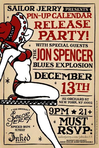 The Jon Spencer Blues Explosion - Sailor Jerry Pin-Up Calendar Release Party, New York, NY, US (13 December 2010)