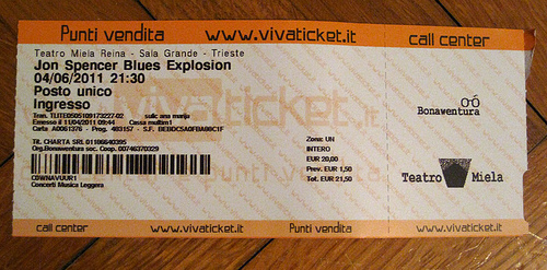 The Jon Spencer Blues Explosion - Teatro Miela, Trieste, Italy (4 June 2011) - Ticket