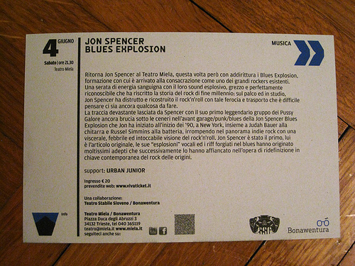 The Jon Spencer Blues Explosion - Teatro Miela, Trieste, Italy (4 June 2011) - Rear