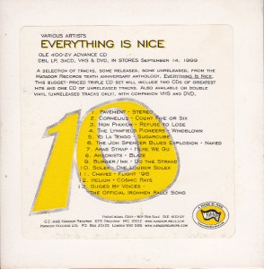 V/A feat. Jon Spencer Blues Explosion - Everything Is Nice [Promo] (CD, US)  - Cover