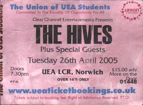 The Hives / Blues Explosion - UEA, LCR, Norwich, UK (26 April 2005)