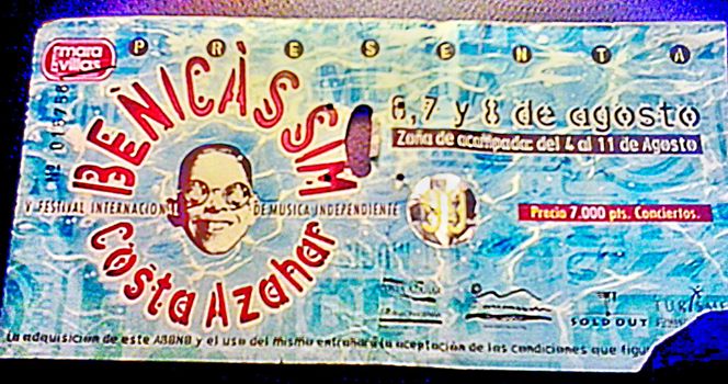 The Jon Spencer Blues Explosion - Benicassim, Spain (8 August 1999) - Ticket