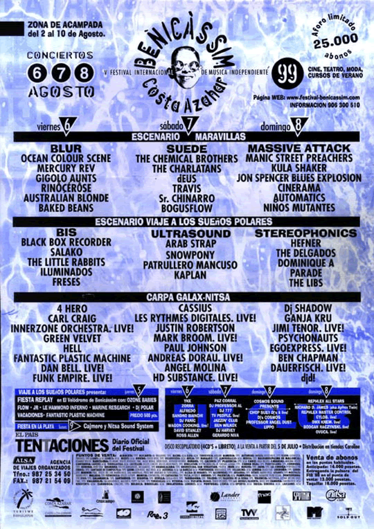 The Jon Spencer Blues Explosion - Benicassim, Spain (8 August 1999) - Poster