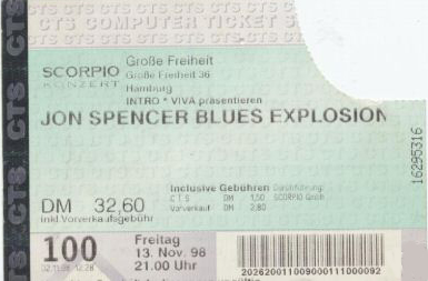 The Jon Spencer Blues Explosion - Große Freiheit, Hamburg, Germany (13 November 1998)