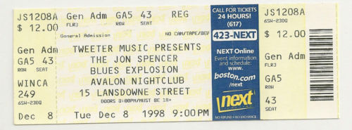 The Jon Spencer Blues Exploison -  Avalon Nightclub,  Boston, US ( 8 December 1998)