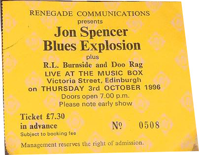 The Jon Spencer Blues Explosion – The Music Box, Edinburgh, UK (3 October 1996)