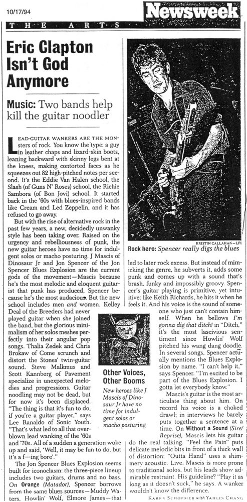 The Jon Spencer Blues Explosion - Newsweek: Eric Clapton Isn't God Anymore (PRESS, US)