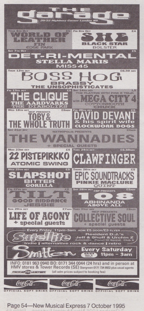 Boss Hog – The Garage, London, UK (12 October 1995)
