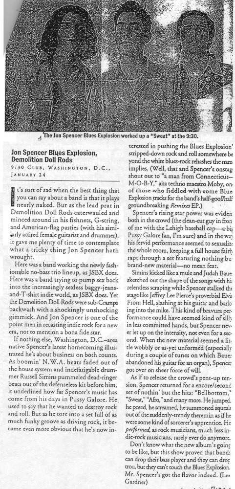 Jon Spencer Blues Explosion - City Paper: 9:30 Club, Washington, D.C. (PRESS, US)
