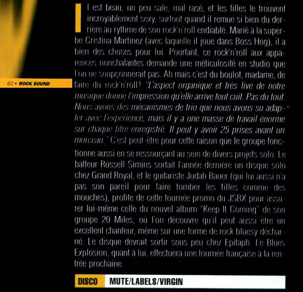 The Jon Spencer Blues Explosion - Rock Sound: Apple De La Jungle (PRESS, FRANCE)