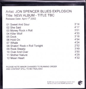 The Jon Spencer Blues Explosion - [Plastic Fang] New Album - Title TBC [Promo] (CD, UK) - Cover