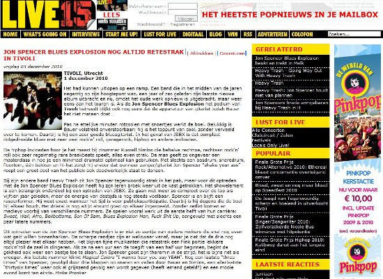 Jon Spencer Blues Explosion - LiveXS.NL: Live Review (PRESS, NETHERLANDS)