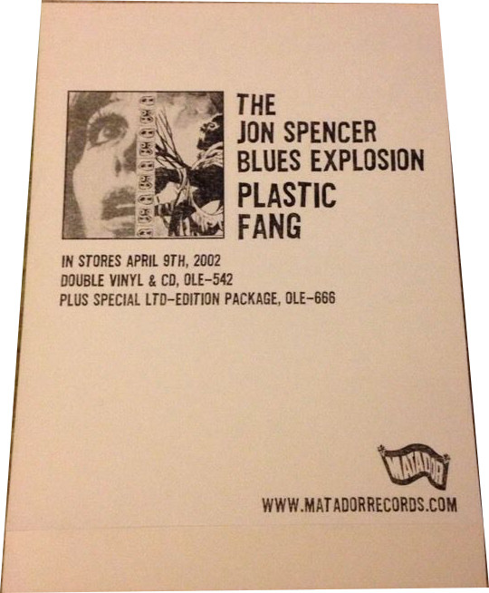 The Jon Spencer Blues Explosion - Plastic Fang [#2] (STICKER, UK) - Rear