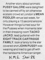 Pussy Galore - NME: News/Gossip Mention (PRESS, UK)