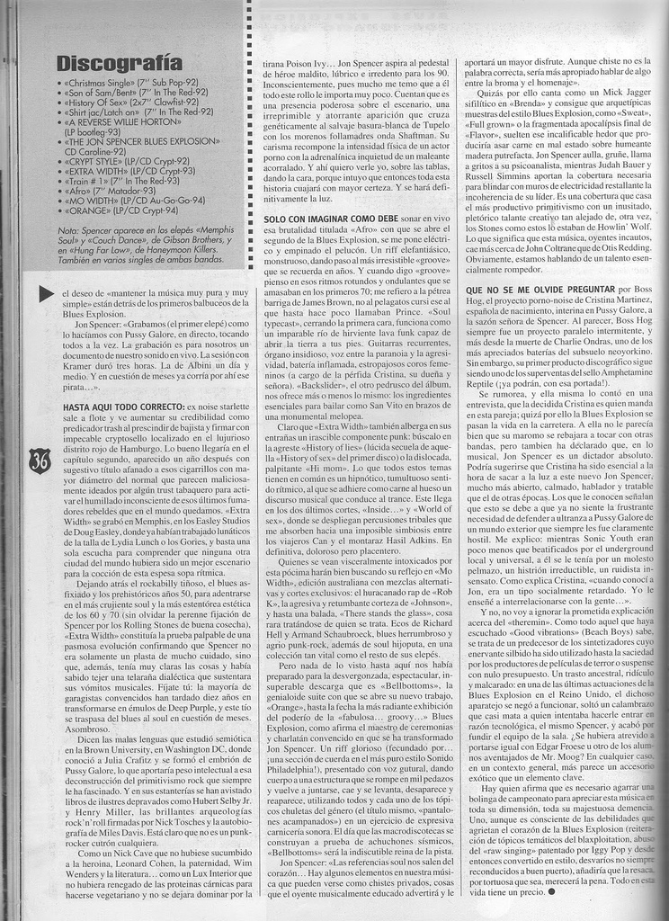 V/A feat. Pussy Galore / The Jon Spencer Blues Explosion - Cronincas de Suiedad / Baad Vibrations!!! (PRESS, SPAIN)