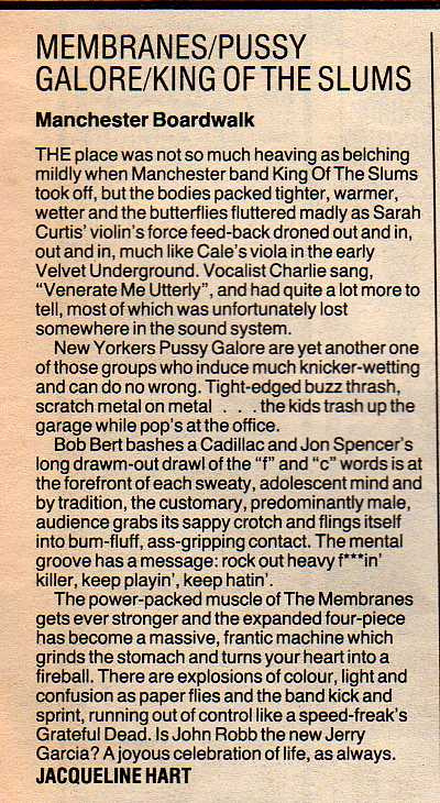 Pussy Galore - Melody Maker: Manchester Boardwalk [Review] (PRESS, UK)