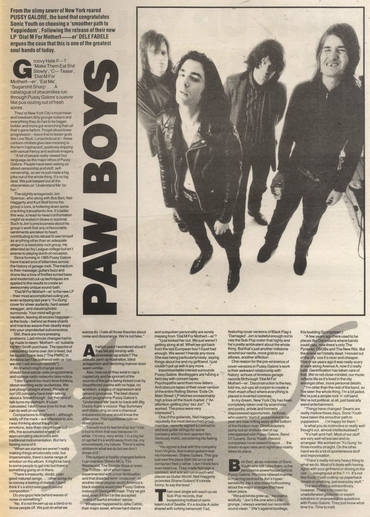 Pussy Galore – NME: Paw Boys (PRESS, UK)
