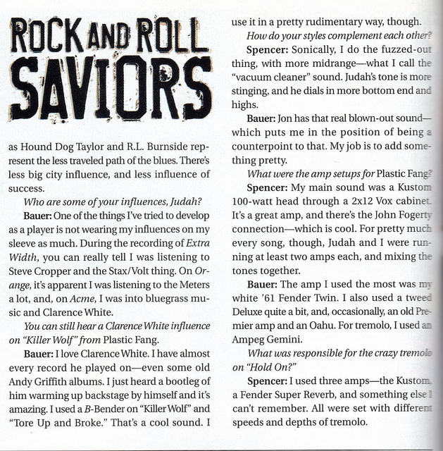 The Jon Spencer Blues Explosion - Guitar Player: Cover / Feature (PRESS, US)