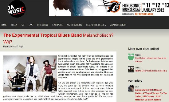 The Experimental Tropic Blues Band – DaMusic.be: The Experimental Tropical Blues Band – Melancholisch? Wij? (PRESS, BELGIUM)