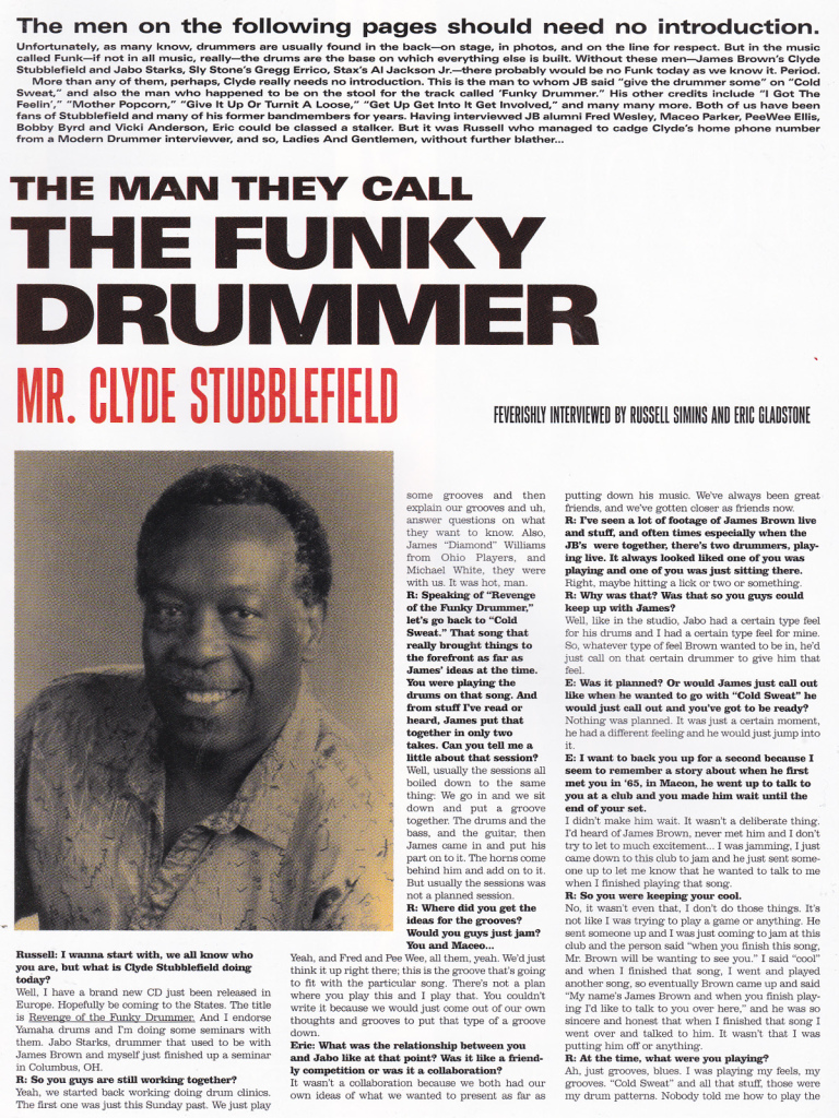 Russell Simins - Grand Royal: Issue Six [Russell Simins Interviews / N.B.A. feature] (PRESS, US) - Clyde Stubblefield - Page One