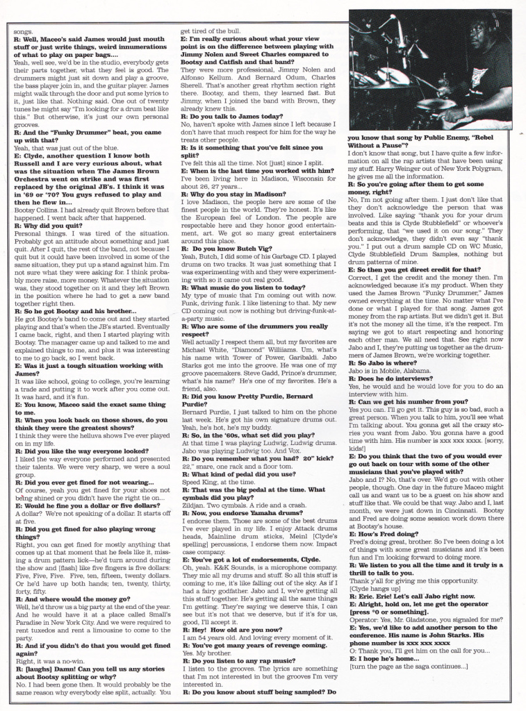 Russell Simins - Grand Royal: Issue Six [Russell Simins Interviews / N.B.A. feature] (PRESS, US) - Clyde Stubblefield - Page Two