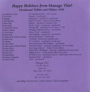 V/A feat. Boss Hog - Happy Holidays From Manage This!: Unreleased Tidbits And Niblets 1998 (CD, US)
