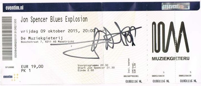 The Jon Spencer Blues Explosion – Muziekgieterij, Maastricht, Netherlands (9 October 2015) - Ticket