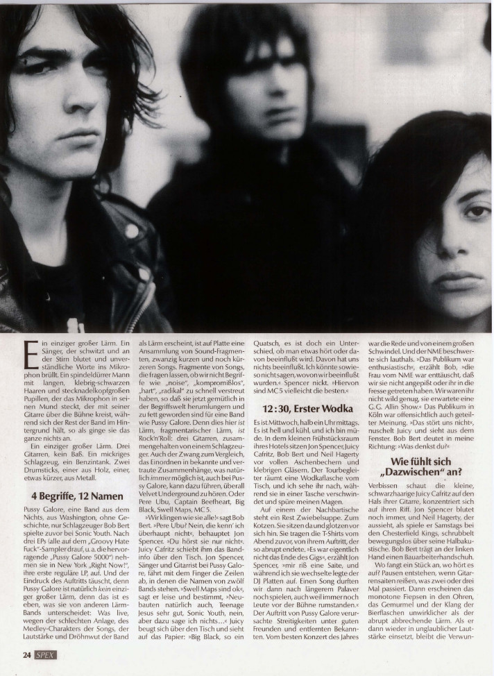 Pussy Galore - Spex: Ein Zustand des Dazwischen (PRESS, GERMANY) - Page One