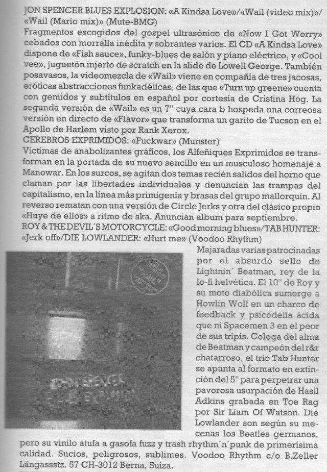 The Jon Spencer Blues Explosion - Ruta 66: Wail [Review] (PRESS, SPAIN) - Review