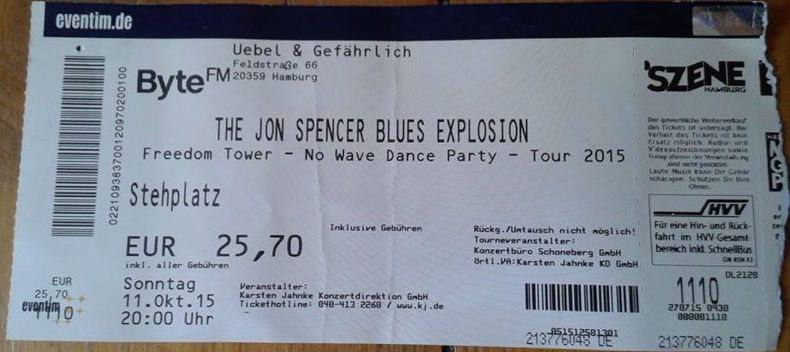 The Jon Spencer Blues Explosion – Uebel & Gefährlich, Hamburg, Germany (11 October 2015)