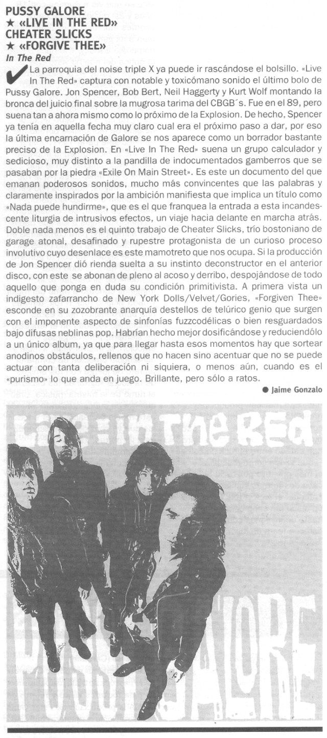 Pussy Galore - Ruta 66: Live: In The Red [Review] (PRESS, SPAIN)  - Review