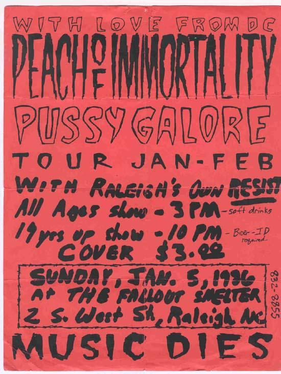 Pussy Galore - The Fallout Shelter, Raleigh, NC, US (5 January 1986)