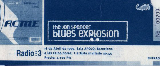 The Jon Spencer Blues Explosion - Sala Apolo, Barcelona, Spain (16 April 1999)