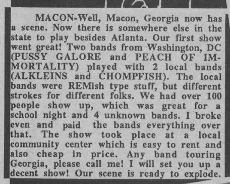 Pussy Galore - Porter Ellis Community Center, Macon, Georgia, US (9 January 1986)