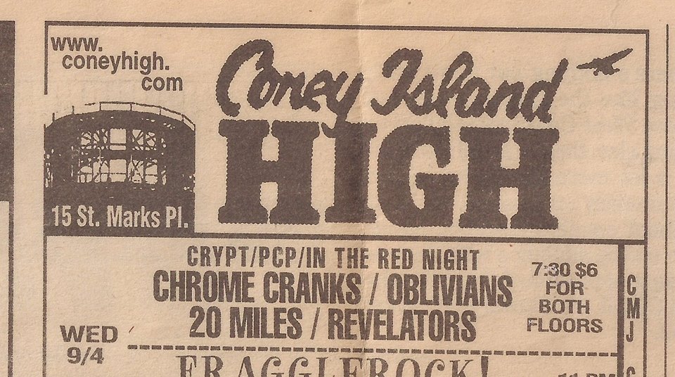 20 Miles - Coney Island High, NYC, New York, US (4 September 1996)