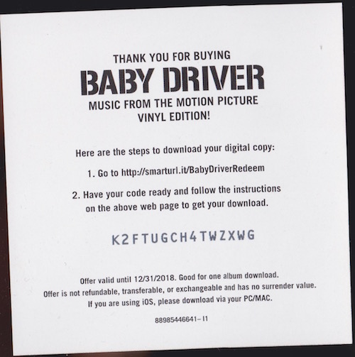 V A Feat The Jon Spencer Blues Explosion Music From The Motion Picture Baby Driver 2xlp Us Download Card Pop Catastrophe Co Uk