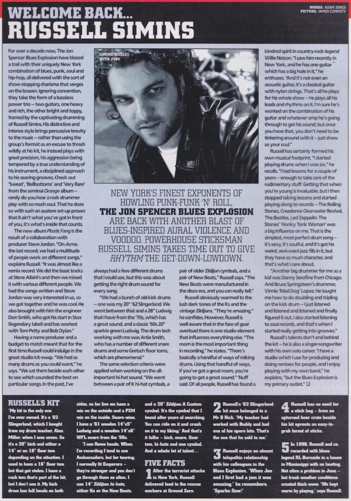 Russell Simins - Rhythm: Interview (PRESS, UK)