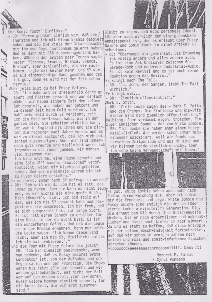 Pussy Galore - Pop Gun: Bob Bert Interview (PRESS, GERMANY) - Page 3