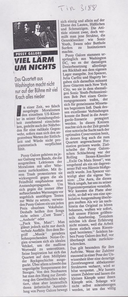 Pussy Galore - Viel Larm Um Nichts (PRESS, GERMANY)