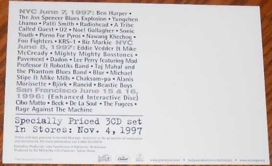 V/A feat. The Jon Spencer Blues Explosion / Cibo Matto – Tibetan Freedom Concert (POSTCARD, US)