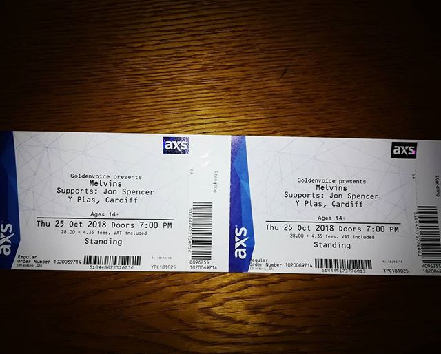 Jon Spencer – Y Plas, Cardiff, UK (25 October 2018) - Ticket