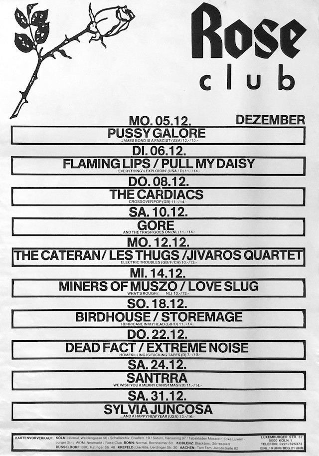 Pussy Galore - Rose Club, Köln, Germany (5 December 1988) - Flyer 2