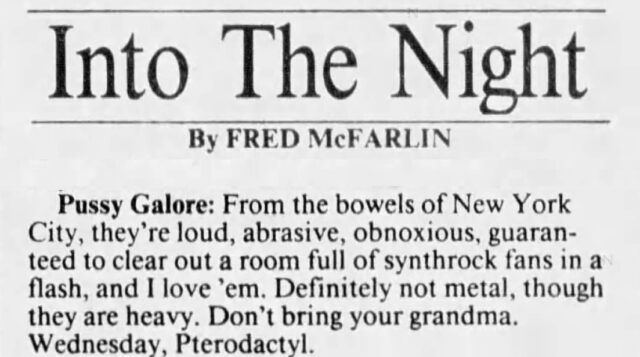 Pussy Galore - Pterodactyl Club, Charlotte, NC, US (5 July 1989)