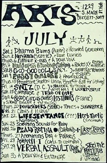 Pussy Galore – Axis Club, Fort Worth, TX, US (9 July 1989)