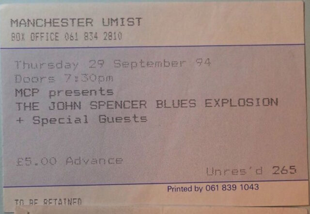 The Jon Spencer Blues Explosion - UMIST, Manchester, UK (29 September 1994)