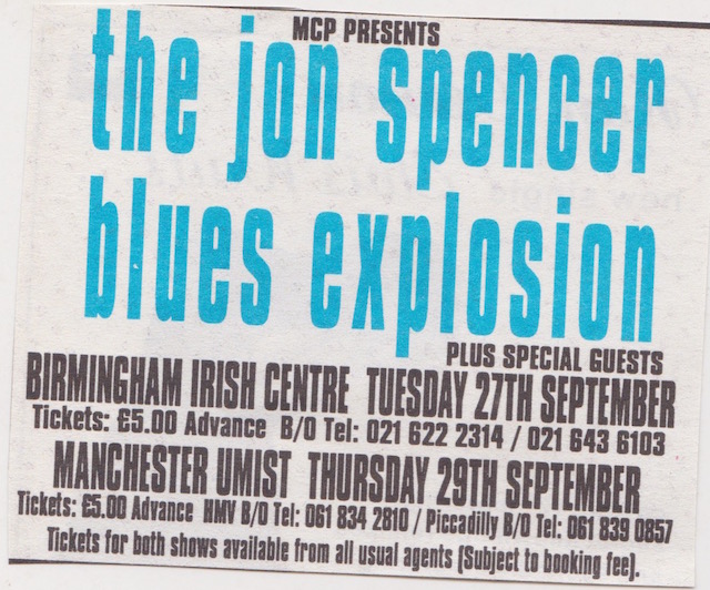 The Jon Spencer Blues Explosion - UMIST, Manchester, UK (29 September 1994)